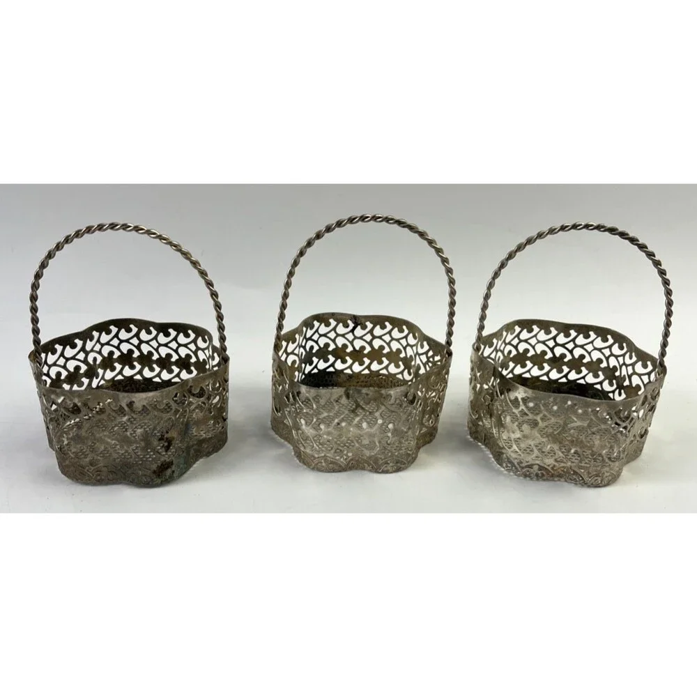 Lot of 6 Silver Plated Decorated Gift Baskets